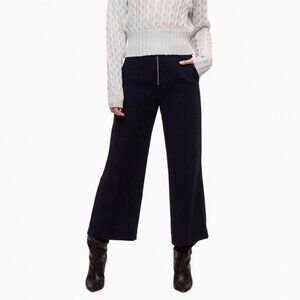 Aritzia Wilfred Nolay High Rise Wide Leg Flare Cropped Crepe Black Pants Sz 8